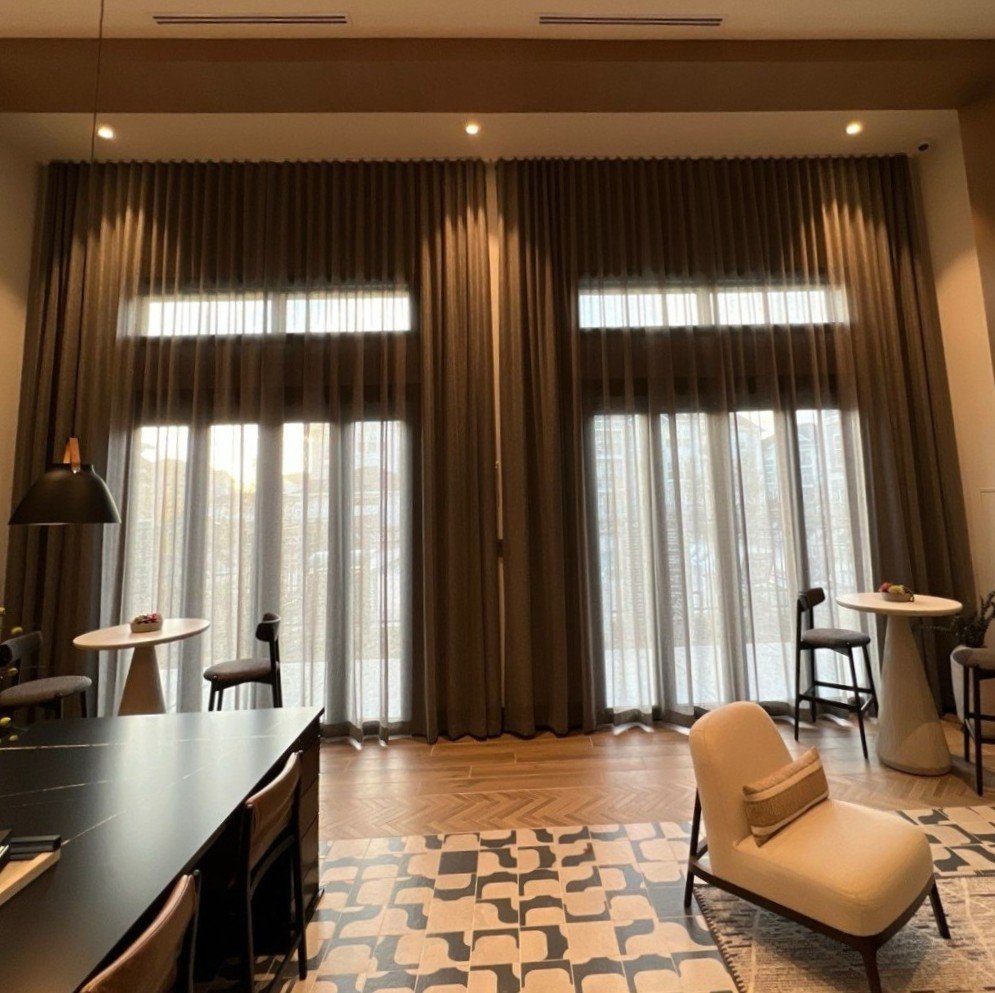 Elegant drapery in a well-lit room